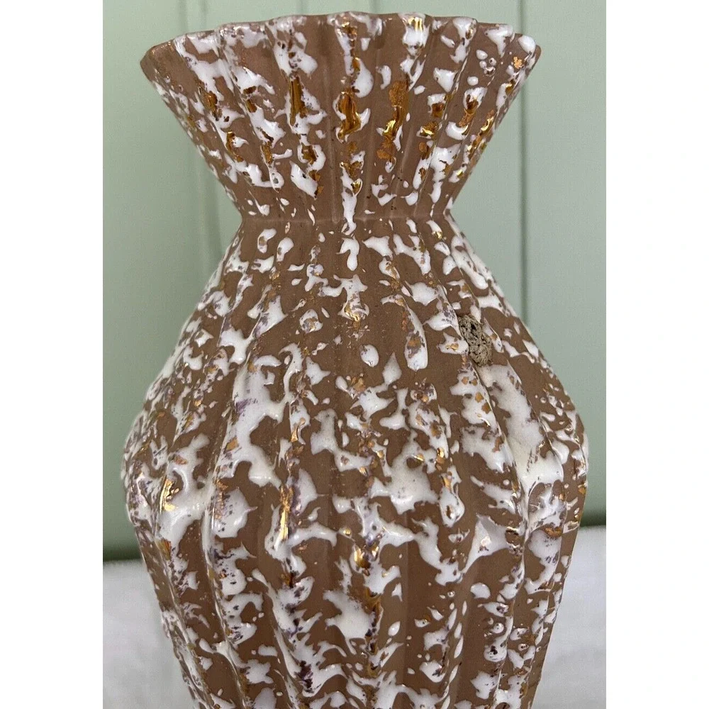 Lava Vase Gold & Brown Mid Century Modern MCM. 12